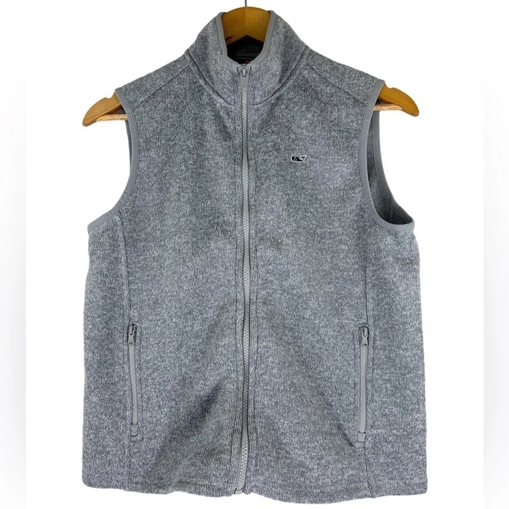 Vineyard Vines Heather Gray Full Zip Sweater Vest Unisex Size L (16)